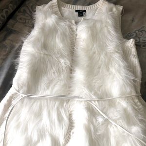 Furry soft white vest